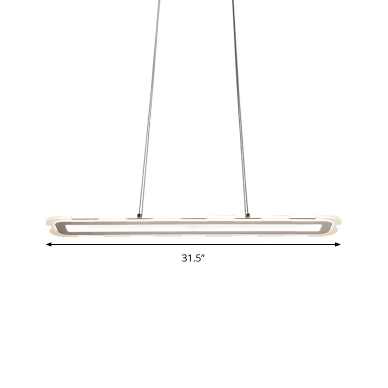 Minimalist 16"/23.5"/31.5" Wide LED Pendant with Acrylic Shade White Linear Ceiling Lamp over Island in Warm/White/Inner Warm and Outer White Light Clearhalo 'Ceiling Lights' 'Modern Pendants' 'Modern' 'Pendant Lights' 'Pendants' Lighting' 142255