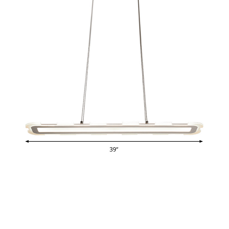 Minimalist 16"/23.5"/31.5" Wide LED Pendant with Acrylic Shade White Linear Ceiling Lamp over Island in Warm/White/Inner Warm and Outer White Light Clearhalo 'Ceiling Lights' 'Modern Pendants' 'Modern' 'Pendant Lights' 'Pendants' Lighting' 142256