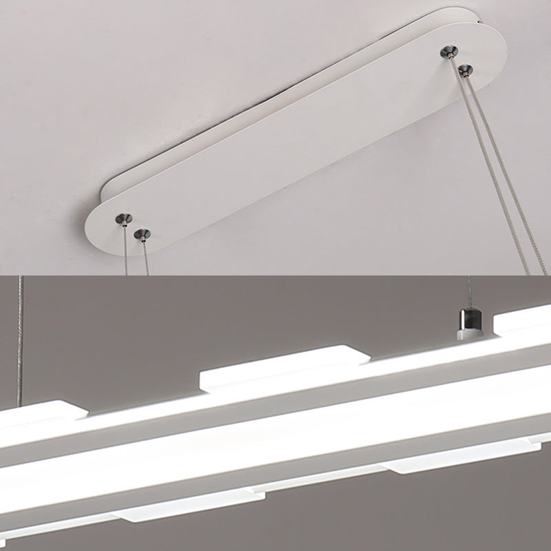 Minimalist 16"/23.5"/31.5" Wide LED Pendant with Acrylic Shade White Linear Ceiling Lamp over Island in Warm/White/Inner Warm and Outer White Light Clearhalo 'Ceiling Lights' 'Modern Pendants' 'Modern' 'Pendant Lights' 'Pendants' Lighting' 142259