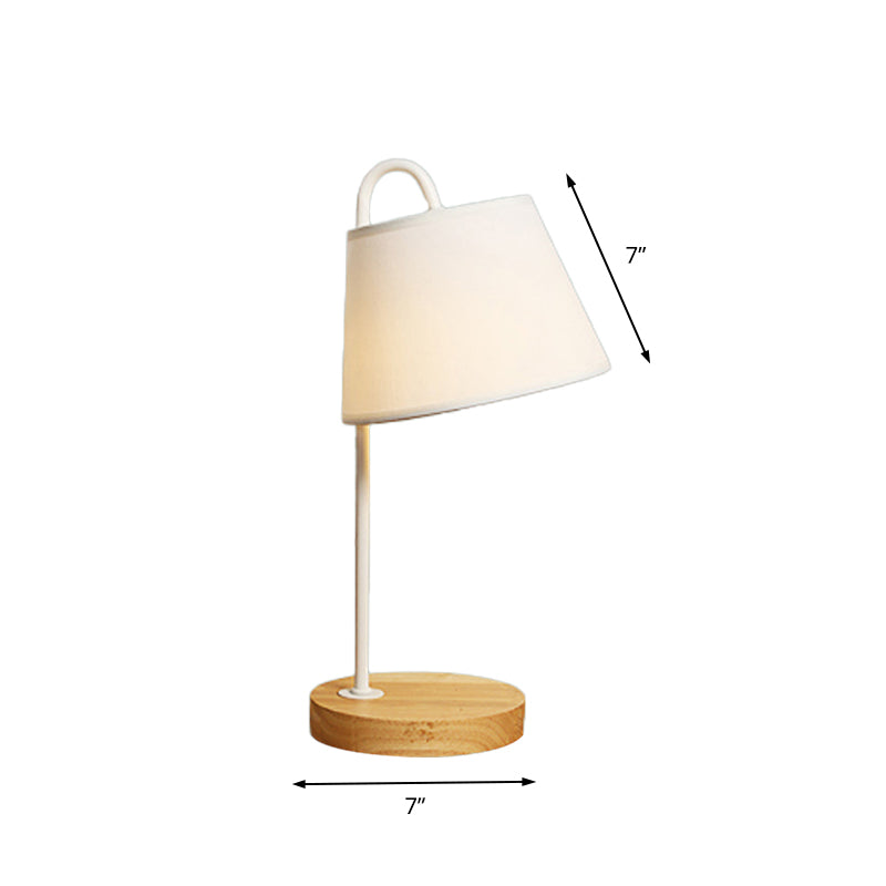 Fabric Tapered Shade Desk Light Modern Style 1 Light Bedroom Reading Light with Wooden Base in Black/White Clearhalo 'Lamps' 'Table Lamps' Lighting' 142267