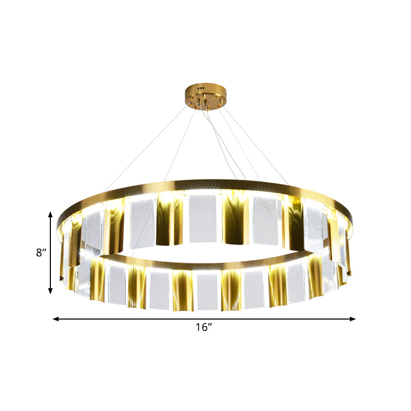 Round Drawing Room Ceiling Pendant Light Contemporary Crystal Panel LED Gold Chandelier Clearhalo 'Ceiling Lights' 'Chandeliers' 'Modern Chandeliers' 'Modern' Lighting' 1422826