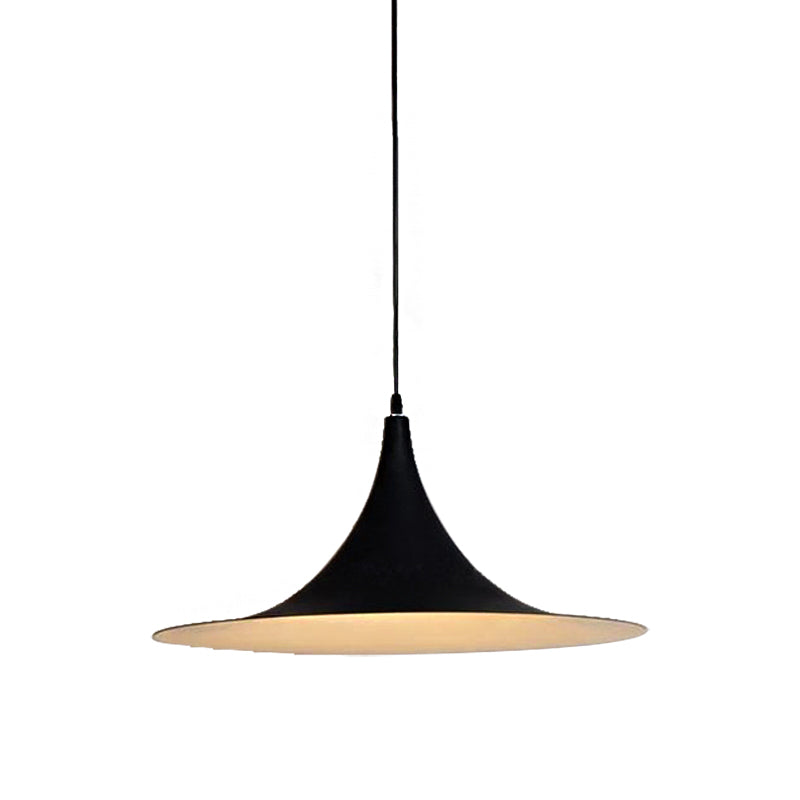 1 Head Hanging Ceiling Light with Flared Shade Metallic Contemporary Bedroom Pendant Lighting in White/Black Clearhalo 'Ceiling Lights' 'Modern Pendants' 'Modern' 'Pendant Lights' 'Pendants' Lighting' 142284