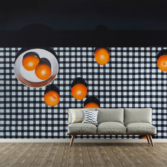 Artistic Still Life Fruit Murals Orange-Black Moisture Resistant Wall Decor for Home Clearhalo 'Wall Decor' 'Wall Mural' 1422906