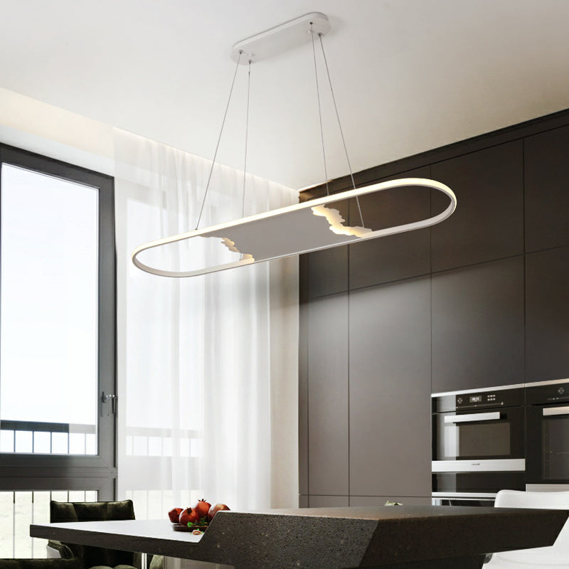 35.5"/47" Wide Oval Suspension Pendant Modern Acrylic LED Dining Room Ceiling Lighting in Warm/White/Natural Light Clearhalo 'Ceiling Lights' 'Modern Pendants' 'Modern' 'Pendant Lights' 'Pendants' Lighting' 142293