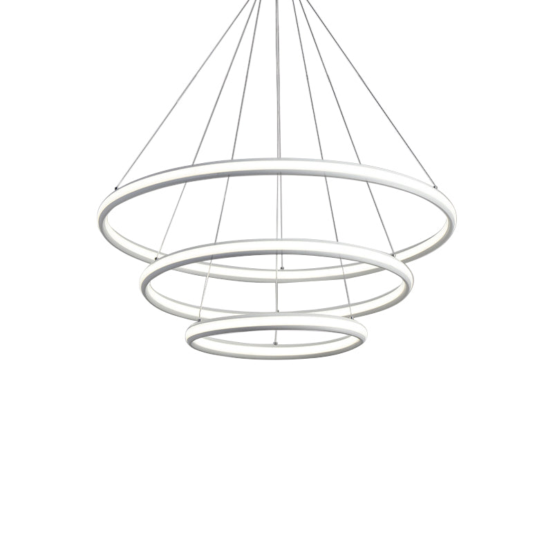 Acrylic Ring Chandelier Simple 1/2/3-Light LED Ceiling Pendant Lighting Fixture in Warm/White/Natural Light Clearhalo 'Ceiling Lights' 'Chandeliers' 'Modern Chandeliers' 'Modern' Lighting' 142322