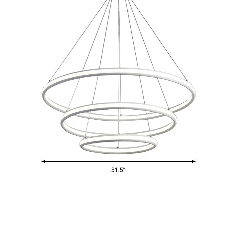 Acrylic Ring Chandelier Simple 1/2/3-Light LED Ceiling Pendant Lighting Fixture in Warm/White/Natural Light Clearhalo 'Ceiling Lights' 'Chandeliers' 'Modern Chandeliers' 'Modern' Lighting' 142323