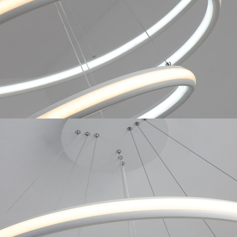 Acrylic Ring Chandelier Simple 1/2/3-Light LED Ceiling Pendant Lighting Fixture in Warm/White/Natural Light Clearhalo 'Ceiling Lights' 'Chandeliers' 'Modern Chandeliers' 'Modern' Lighting' 142324