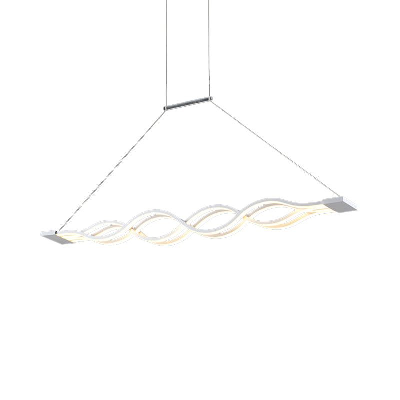 25.5"/39" Wide White Wavy Suspension Light Modern LED Acrylic Ceiling Pendant over Island in Warm/White/Natural Light Clearhalo 'Ceiling Lights' 'Modern Pendants' 'Modern' 'Pendant Lights' 'Pendants' Lighting' 142361