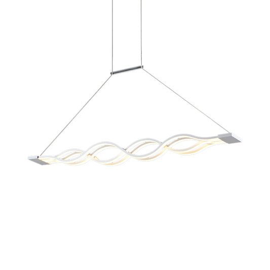 25.5"/39" Wide White Wavy Suspension Light Modern LED Acrylic Ceiling Pendant over Island in Warm/White/Natural Light Clearhalo 'Ceiling Lights' 'Modern Pendants' 'Modern' 'Pendant Lights' 'Pendants' Lighting' 142361