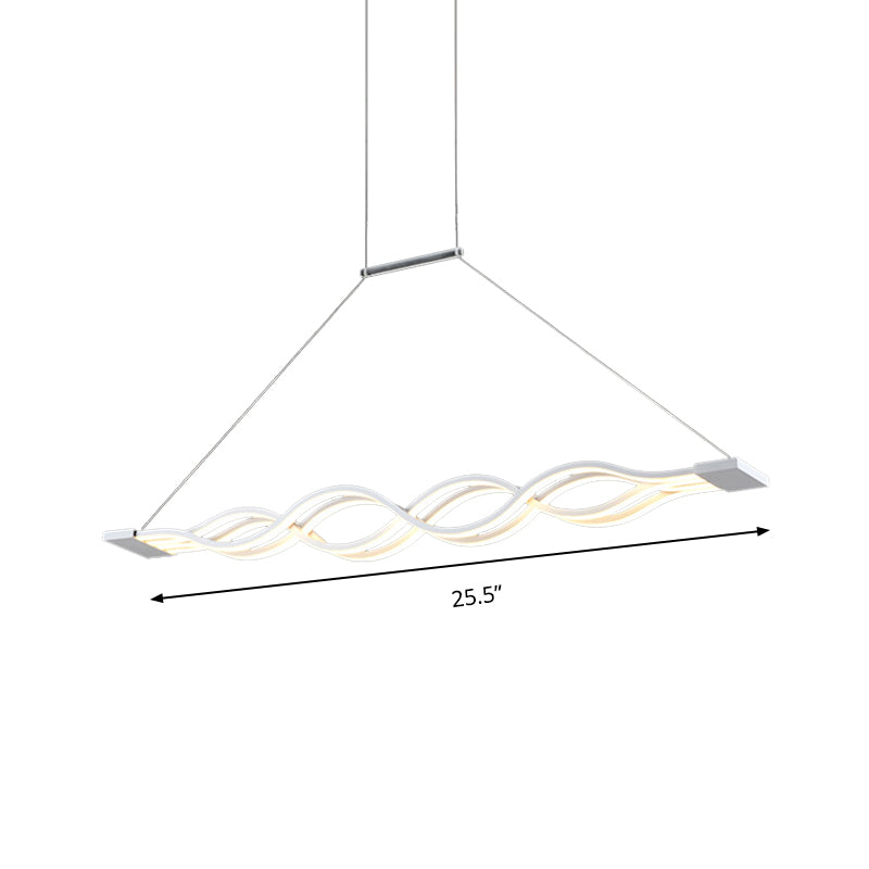 25.5"/39" Wide White Wavy Suspension Light Modern LED Acrylic Ceiling Pendant over Island in Warm/White/Natural Light Clearhalo 'Ceiling Lights' 'Modern Pendants' 'Modern' 'Pendant Lights' 'Pendants' Lighting' 142362