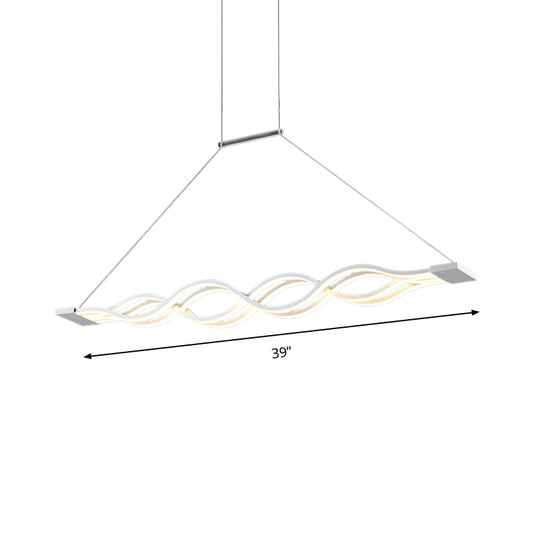 25.5"/39" Wide White Wavy Suspension Light Modern LED Acrylic Ceiling Pendant over Island in Warm/White/Natural Light Clearhalo 'Ceiling Lights' 'Modern Pendants' 'Modern' 'Pendant Lights' 'Pendants' Lighting' 142363