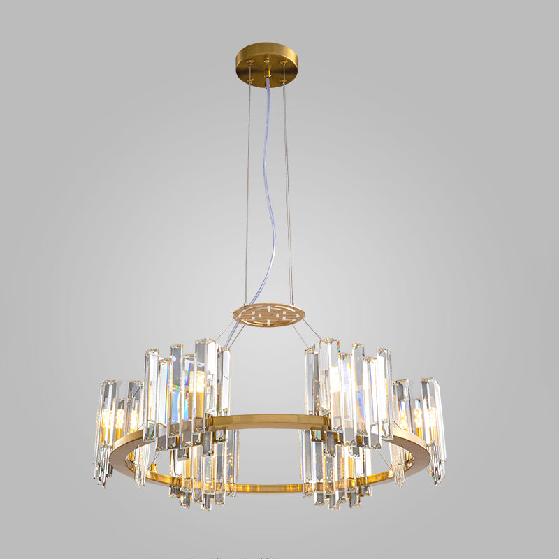 Gold 4/6 Bulbs Ceiling Lamp Modern Clear Crystal Cubic Shade Annular Chandelier Light Fixture Clearhalo 'Ceiling Lights' 'Chandeliers' 'Clear' 'Industrial' 'Modern Chandeliers' 'Modern' 'Tiffany' 'Traditional Chandeliers' Lighting' 1423896