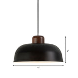 12"/15" W Bowl Shade Dining Table Ceiling Hanging Light Vintage Style Metallic 1 Light Brown/Black Pendant Lamp Clearhalo 'Ceiling Lights' 'Modern Pendants' 'Modern' 'Pendant Lights' 'Pendants' Lighting' 142404