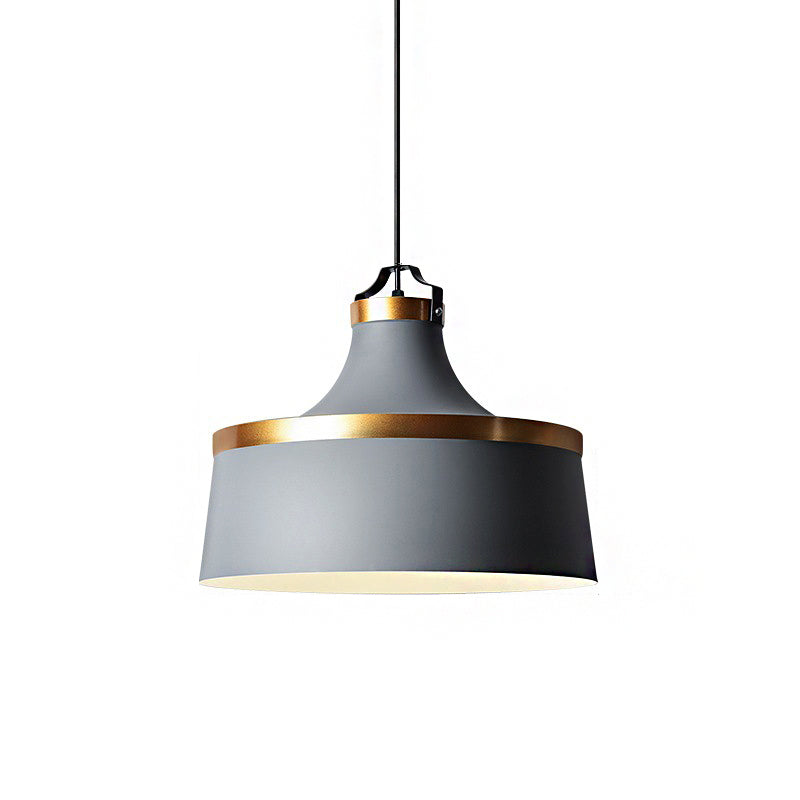 1 Light Drum Pendant Light Nordic Style Black/Blue/Green Metallic Ceiling Light Fixture for Coffee Shop Clearhalo 'Ceiling Lights' 'Modern Pendants' 'Modern' 'Pendant Lights' 'Pendants' Lighting' 142455