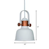 Industrial Barn Shade Suspended Lamp 1 Head Metallic Pendant Lighting with Handle in Black/White for Kitchen Clearhalo 'Ceiling Lights' 'Modern Pendants' 'Modern' 'Pendant Lights' 'Pendants' Lighting' 142474