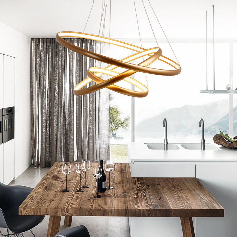 Black/Brown/Gold Orbit LED Ceiling Light Modernism 1/2/3-Light Acrylic Chandelier in Warm/White/Natural Light Clearhalo 'Ceiling Lights' 'Chandeliers' 'Modern Chandeliers' 'Modern' Lighting' 142488