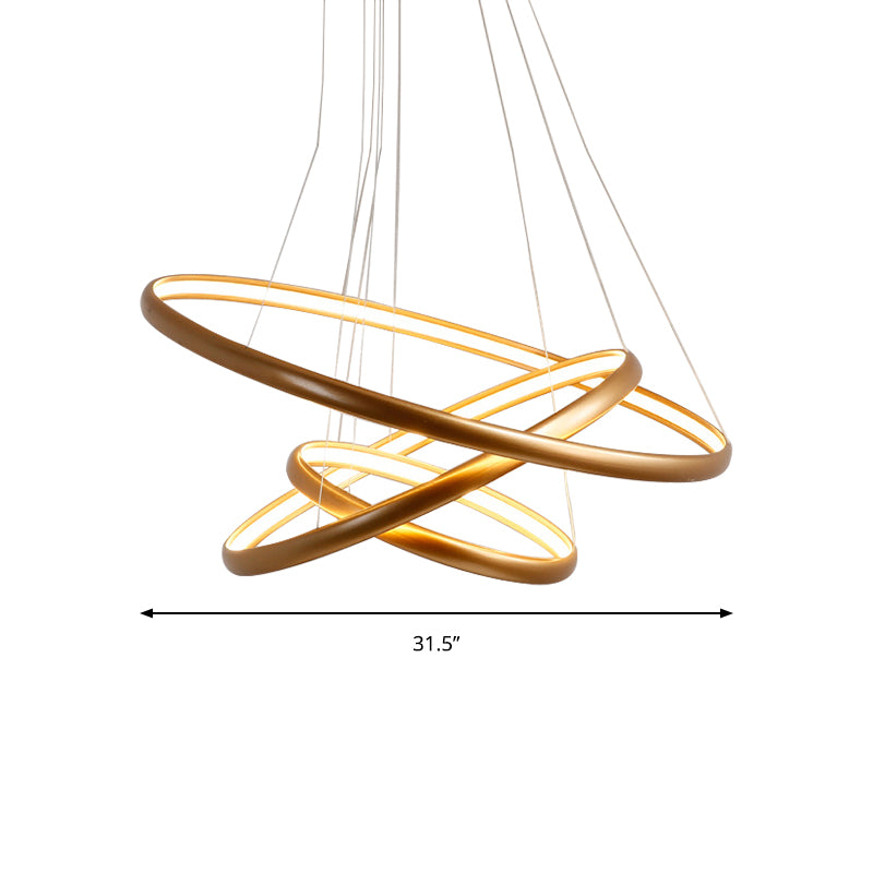 Black/Brown/Gold Orbit LED Ceiling Light Modernism 1/2/3-Light Acrylic Chandelier in Warm/White/Natural Light Clearhalo 'Ceiling Lights' 'Chandeliers' 'Modern Chandeliers' 'Modern' Lighting' 142490