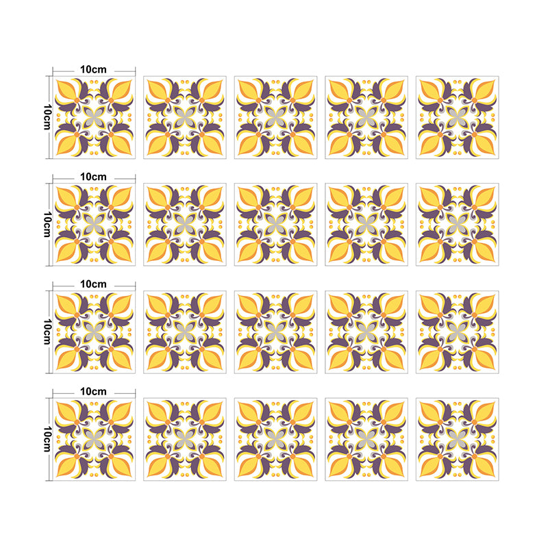 Yellow Fleur-De-Lis Wallpaper Panel Floral Bohemia Self-Adhesive Wall Decor for Bathroom Clearhalo 'Wall Decor' 'Wallpaper' 1424969