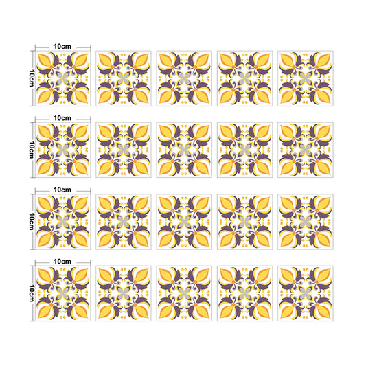 Yellow Fleur-De-Lis Wallpaper Panel Floral Bohemia Self-Adhesive Wall Decor for Bathroom Clearhalo 'Wall Decor' 'Wallpaper' 1424969