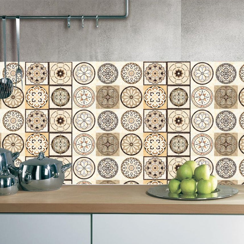 Yellow-Black Mandala Wallpaper Panels Peel Off Bohemian Kitchen Wall Decor, 8.6-sq ft Clearhalo 'Wall Decor' 'Wallpaper' 1425031