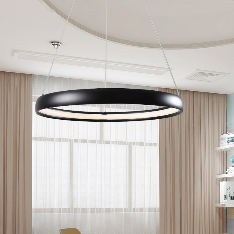 Black/Brown/Gold Orbit LED Ceiling Light Modernism 1/2/3-Light Acrylic Chandelier in Warm/White/Natural Light 1 Black Clearhalo 'Ceiling Lights' 'Chandeliers' 'Modern Chandeliers' 'Modern' Lighting' 142507