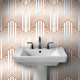 Geometric Wallpaper Panel Set Modern Pick-Up Sticks Restroom Wall Decor, 4.3-sq ft Coffee-White Clearhalo 'Modern wall decor' 'Modern' 'Wallpaper' Wall Decor' 1425080