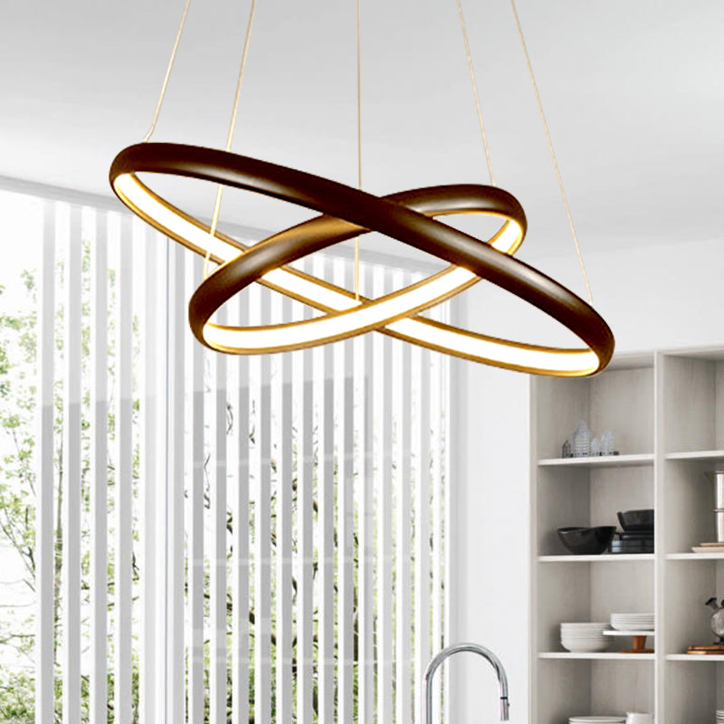 Black/Brown/Gold Orbit LED Ceiling Light Modernism 1/2/3-Light Acrylic Chandelier in Warm/White/Natural Light 2 Brown Clearhalo 'Ceiling Lights' 'Chandeliers' 'Modern Chandeliers' 'Modern' Lighting' 142515