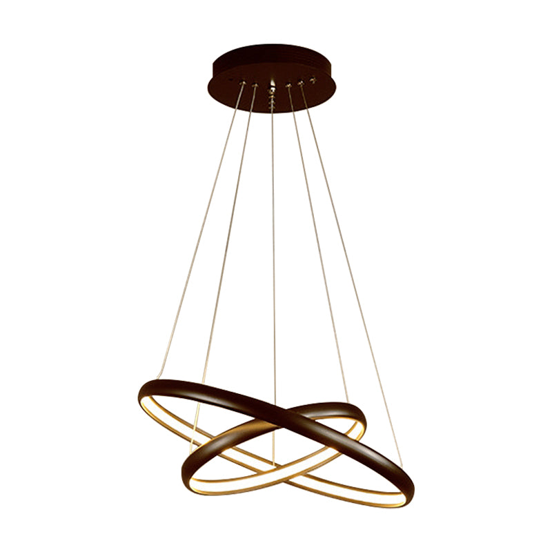 Black/Brown/Gold Orbit LED Ceiling Light Modernism 1/2/3-Light Acrylic Chandelier in Warm/White/Natural Light Clearhalo 'Ceiling Lights' 'Chandeliers' 'Modern Chandeliers' 'Modern' Lighting' 142517