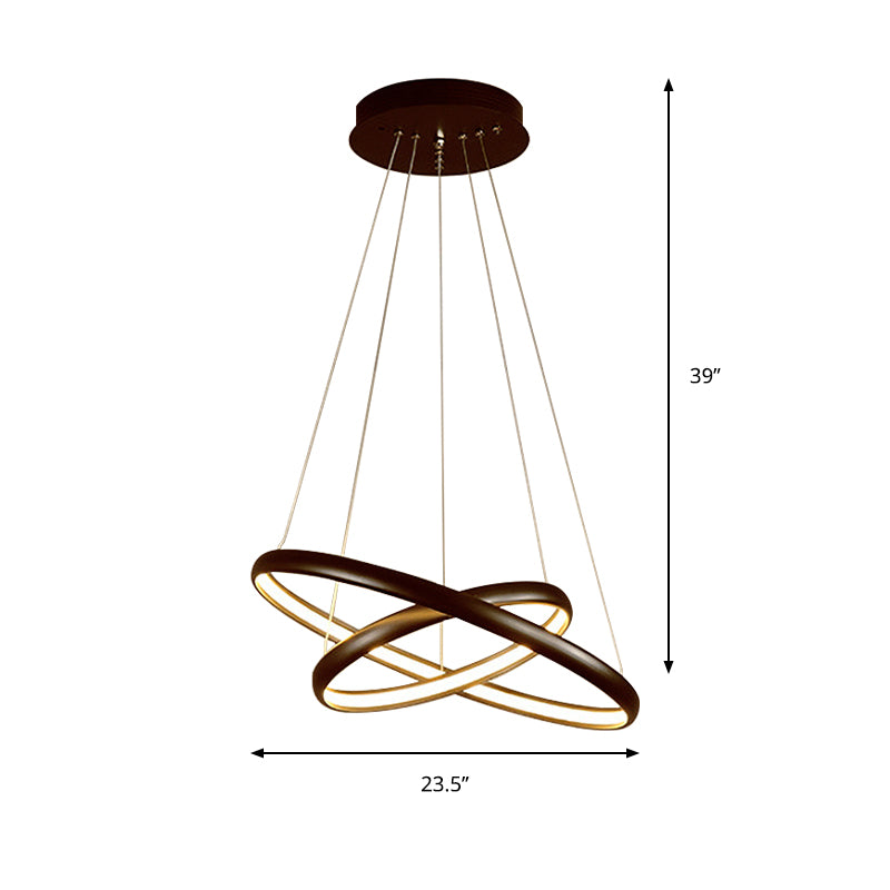 Black/Brown/Gold Orbit LED Ceiling Light Modernism 1/2/3-Light Acrylic Chandelier in Warm/White/Natural Light Clearhalo 'Ceiling Lights' 'Chandeliers' 'Modern Chandeliers' 'Modern' Lighting' 142518