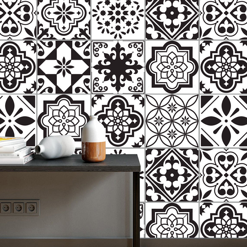 Tribal Floral Pattern Wallpaper Panel for Bathroom Adhesive Geometric Wall Decor, 4.3-sq ft Clearhalo 'Wall Decor' 'Wallpaper' 1425211