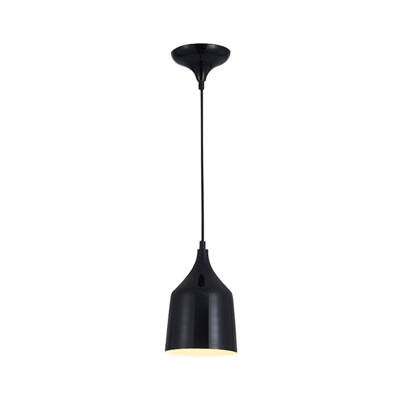 6"/8"/10.5" Dia Metal Bell Ceiling Hanging Light Contemporary 1 Light Living Room Pendant Light with Adjustable Cord in White/Black Clearhalo 'Ceiling Lights' 'Modern Pendants' 'Modern' 'Pendant Lights' 'Pendants' Lighting' 142525