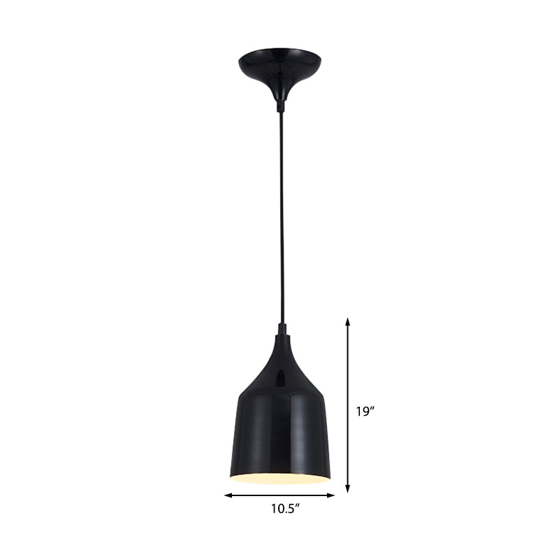 6"/8"/10.5" Dia Metal Bell Ceiling Hanging Light Contemporary 1 Light Living Room Pendant Light with Adjustable Cord in White/Black Clearhalo 'Ceiling Lights' 'Modern Pendants' 'Modern' 'Pendant Lights' 'Pendants' Lighting' 142526