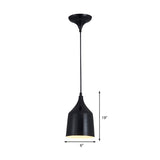 6"/8"/10.5" Dia Metal Bell Ceiling Hanging Light Contemporary 1 Light Living Room Pendant Light with Adjustable Cord in White/Black Clearhalo 'Ceiling Lights' 'Modern Pendants' 'Modern' 'Pendant Lights' 'Pendants' Lighting' 142528