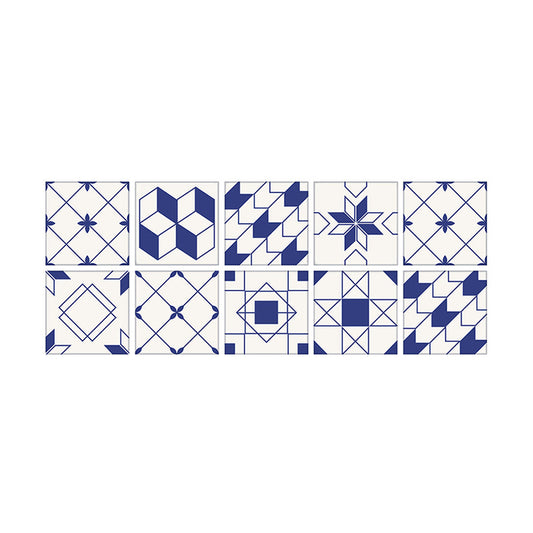 Modern Geometric Tiles Wallpaper Panels Blue-White Peel and Stick Wall Art for Living Room Clearhalo 'Modern wall decor' 'Modern' 'Wallpaper' Wall Decor' 1425311