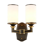 Column Milky Glass Wall Sconce Countryside 1/2-Light Corridor Wall Lighting Fixture with Right Angle Arm in Black and Gold Clearhalo 'Wall Lamps & Sconces' 'Wall Lights' Lighting' 1425389