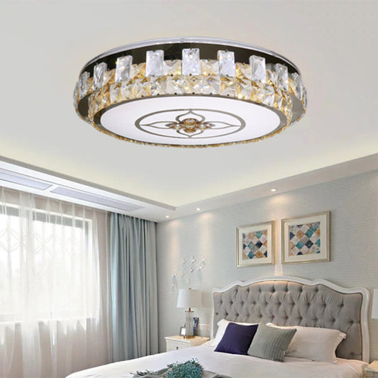 LED Flush Light Fixture Contemporary Circular Clear Crystal Blocks Close to Ceiling Lamp Clear Clearhalo 'Ceiling Lights' 'Close To Ceiling Lights' 'Close to ceiling' 'Flush mount' Lighting' 1425498