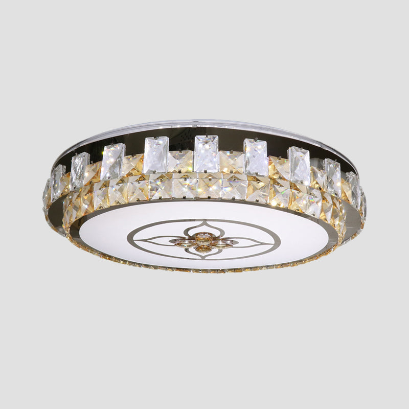 LED Flush Light Fixture Contemporary Circular Clear Crystal Blocks Close to Ceiling Lamp Clearhalo 'Ceiling Lights' 'Close To Ceiling Lights' 'Close to ceiling' 'Flush mount' Lighting' 1425500