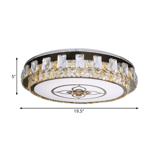LED Flush Light Fixture Contemporary Circular Clear Crystal Blocks Close to Ceiling Lamp Clearhalo 'Ceiling Lights' 'Close To Ceiling Lights' 'Close to ceiling' 'Flush mount' Lighting' 1425501