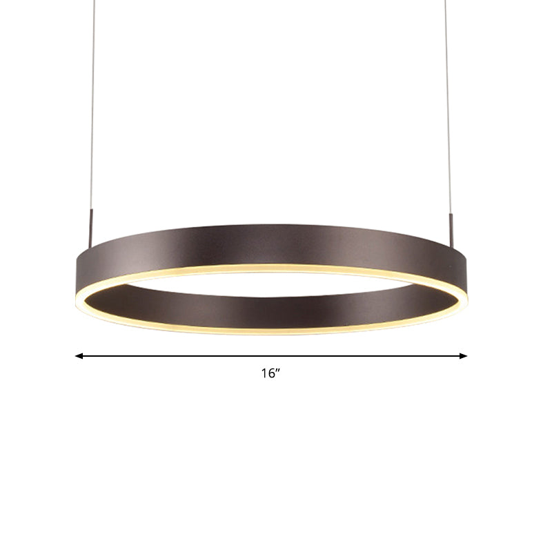 Modern 1/2/3-Light Suspension Pendant with Acrylic Shade Coffee Ring Chandelier Light in Warm/White Light Clearhalo 'Ceiling Lights' 'Chandeliers' 'Modern Chandeliers' 'Modern' Lighting' 142553