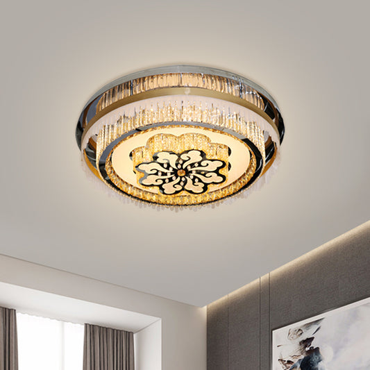 Clear Crystal Nickel Flush Light Circular LED Modern Close to Ceiling Lamp with Cloud Pattern Nickel Clearhalo 'Ceiling Lights' 'Close To Ceiling Lights' 'Close to ceiling' 'Flush mount' Lighting' 1425531