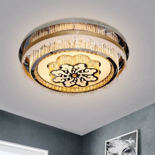 Clear Crystal Nickel Flush Light Circular LED Modern Close to Ceiling Lamp with Cloud Pattern Clearhalo 'Ceiling Lights' 'Close To Ceiling Lights' 'Close to ceiling' 'Flush mount' Lighting' 1425532