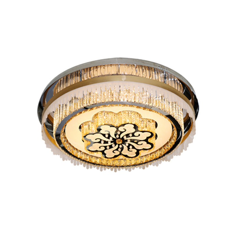 Clear Crystal Nickel Flush Light Circular LED Modern Close to Ceiling Lamp with Cloud Pattern Clearhalo 'Ceiling Lights' 'Close To Ceiling Lights' 'Close to ceiling' 'Flush mount' Lighting' 1425533