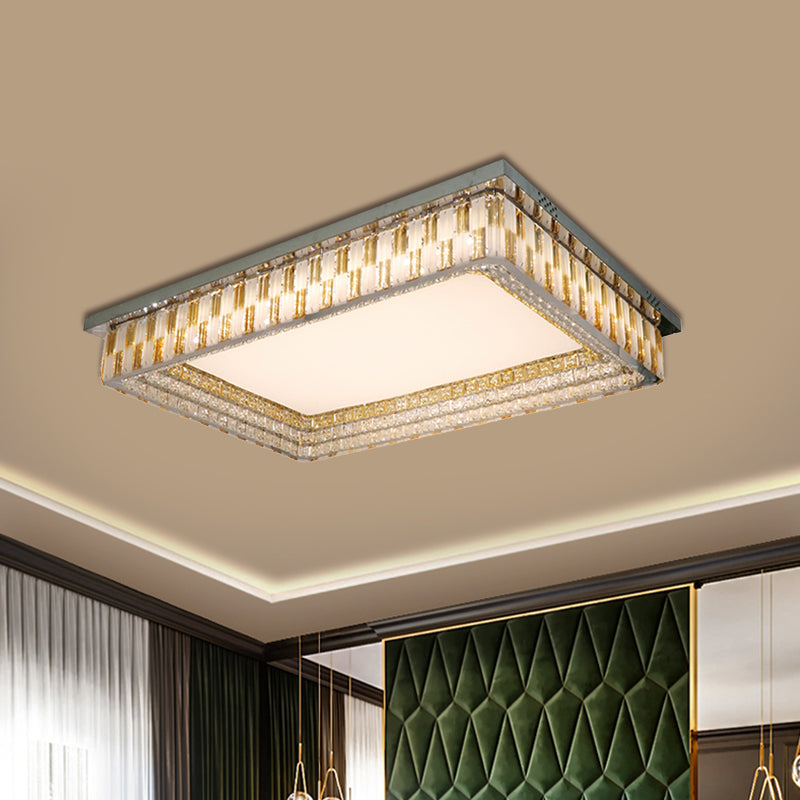 Rectangular Clear Crystal Blocks Light Fixture Contemporary LED Parlor Flush Mount Lamp Clear Clearhalo 'Ceiling Lights' 'Close To Ceiling Lights' 'Close to ceiling' 'Flush mount' Lighting' 1425548