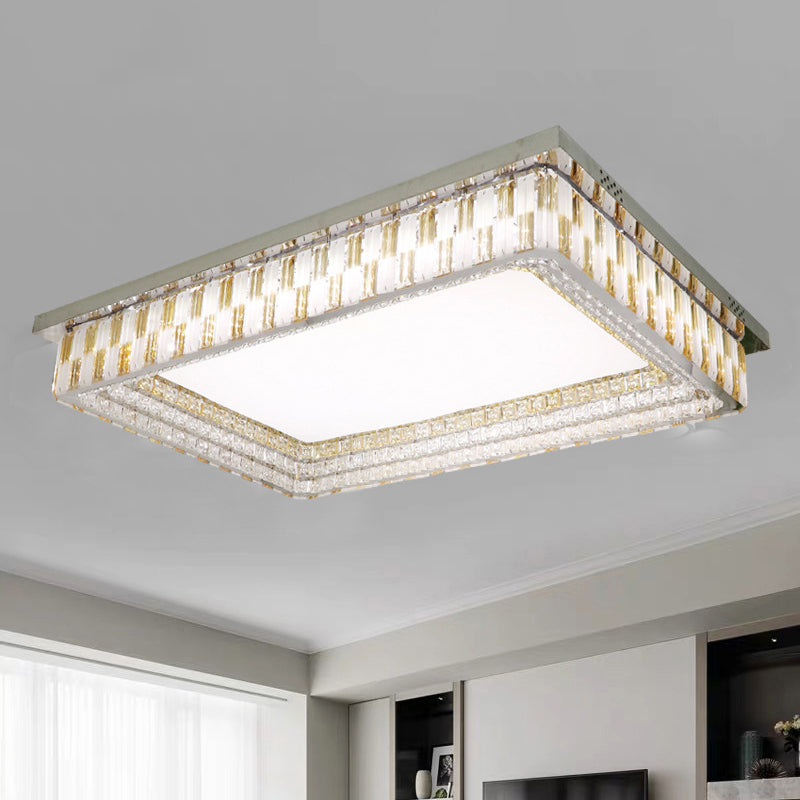 Rectangular Clear Crystal Blocks Light Fixture Contemporary LED Parlor Flush Mount Lamp Clearhalo 'Ceiling Lights' 'Close To Ceiling Lights' 'Close to ceiling' 'Flush mount' Lighting' 1425549