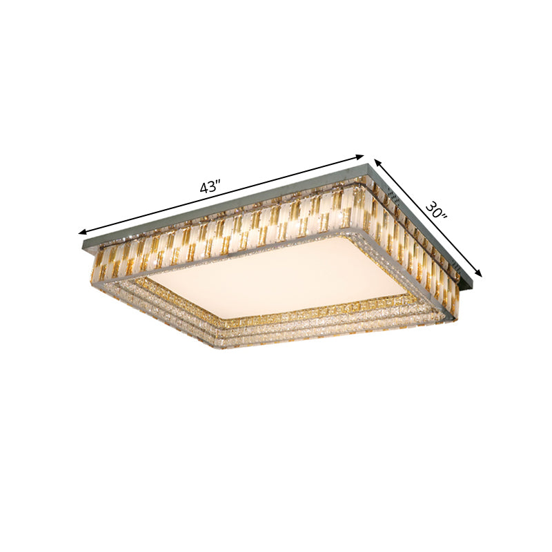 Rectangular Clear Crystal Blocks Light Fixture Contemporary LED Parlor Flush Mount Lamp Clearhalo 'Ceiling Lights' 'Close To Ceiling Lights' 'Close to ceiling' 'Flush mount' Lighting' 1425551