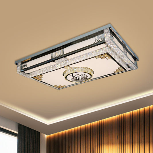 Modern Rectangle Flush Mount Lamp Clear Crystal Blocks LED Ceiling Fixture in Stainless-Steel Clearhalo 'Ceiling Lights' 'Close To Ceiling Lights' 'Close to ceiling' 'Flush mount' Lighting' 1425556