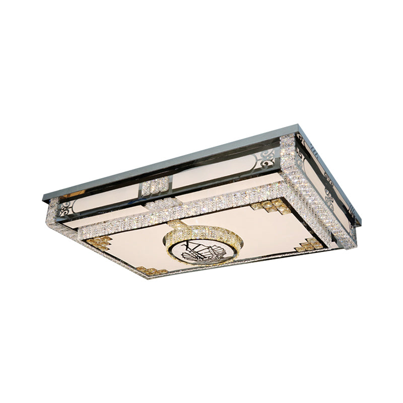 Modern Rectangle Flush Mount Lamp Clear Crystal Blocks LED Ceiling Fixture in Stainless-Steel Clearhalo 'Ceiling Lights' 'Close To Ceiling Lights' 'Close to ceiling' 'Flush mount' Lighting' 1425557