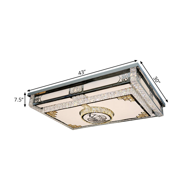 Modern Rectangle Flush Mount Lamp Clear Crystal Blocks LED Ceiling Fixture in Stainless-Steel Clearhalo 'Ceiling Lights' 'Close To Ceiling Lights' 'Close to ceiling' 'Flush mount' Lighting' 1425558