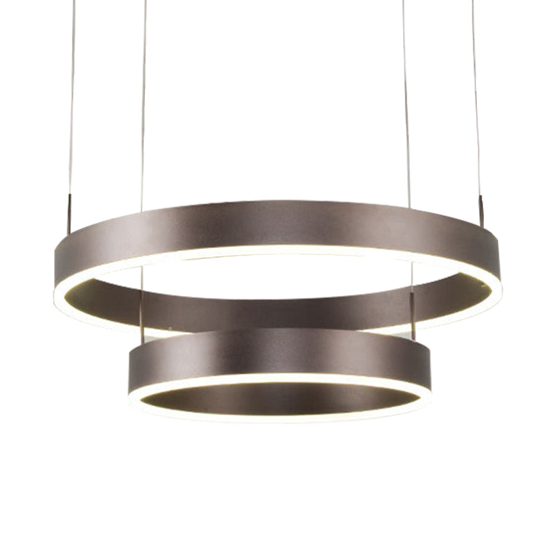 Modern 1/2/3-Light Suspension Pendant with Acrylic Shade Coffee Ring Chandelier Light in Warm/White Light Clearhalo 'Ceiling Lights' 'Chandeliers' 'Modern Chandeliers' 'Modern' Lighting' 142556