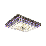 Rectangle Parlor Flush Mount Modern Clear Crystal Blocks Stainless-Steel LED Light Fixture Ceiling with Flower Pattern Clearhalo 'Ceiling Lights' 'Close To Ceiling Lights' 'Close to ceiling' 'Flush mount' Lighting' 1425561